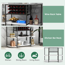 Load image into Gallery viewer, 47 Inches Wine Rack Table with Glass Holder and Storage Shelves-White