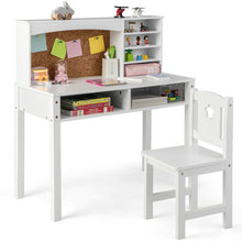 Load image into Gallery viewer, Kids Desk and Chair Set with Hutch and Bulletin Board for 3+ Kids-White