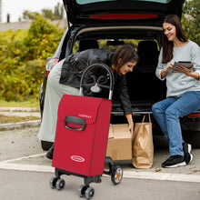 Load image into Gallery viewer, Folding Shopping Cart Utility Hand Truck with Rolling Swivel Wheels-Red