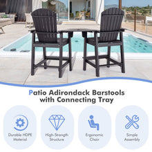 Load image into Gallery viewer, 2 Pieces HDPE Tall Adirondack Chair with Middle Connecting Tray-Black
