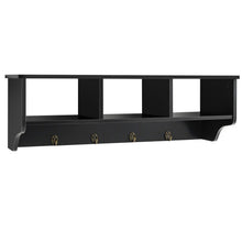 Load image into Gallery viewer, Wall Mount Cubby Organizer Hooks Entryway Storage Shelf-Black