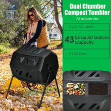 Load image into Gallery viewer, 43 Gallon Composting Tumbler Compost Bin with Dual Rotating Chamber