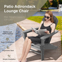 Load image into Gallery viewer, Patio HDPE Adirondack Chair with Retractable Ottoman-Gray
