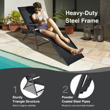 Load image into Gallery viewer, Patio Foldable Chaise Lounge Chair with Backrest and Footrest-Black