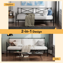 Load image into Gallery viewer, Metal Daybed Twin Bed Frame Stable Steel Slats Sofa Bed-Black