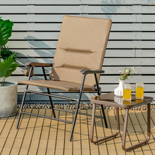 Load image into Gallery viewer, Patio Folding Padded Chair with High Backrest and Cup Holder-Brown