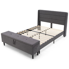 Load image into Gallery viewer, Full Upholstered Platform Bed Frame with Storage Ottoman Slats Support