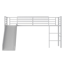 Load image into Gallery viewer, Twin Metal Loft Bed with Slide with Safety Guardrails and Built-in Ladder-Silver