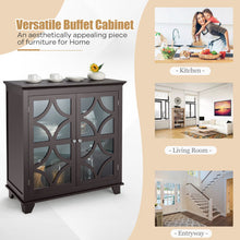 Load image into Gallery viewer, Kitchen Buffet Sideboard with Glass Doors and Adjustable Shelf-Brown