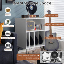 Load image into Gallery viewer, Freestanding Record Player Stand Record Storage Cabinet with Metal Legs-White
