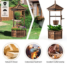 Load image into Gallery viewer, Rustic Wooden Wishing Well with Adjustable Hanging Bucket-Brown