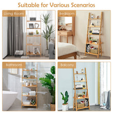 Load image into Gallery viewer, 5-Tier Bamboo Ladder Shelf for Home Use-Natural