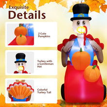 Load image into Gallery viewer, 6 Feet Thanksgiving Inflatable Turkey Pushing Pumpkin Cart