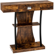 Load image into Gallery viewer, Console Table with Drawer and 2-Tier Shelves for Entryway Living Room-Rustic Brown