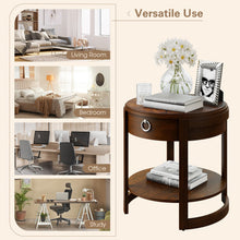 Load image into Gallery viewer, 2-Tier Round Side End Table with Drawer