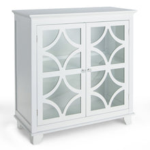 Load image into Gallery viewer, Kitchen Buffet Sideboard with Glass Doors and Adjustable Shelf-White