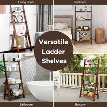 Load image into Gallery viewer, 4-Tier Bamboo Ladder Shelf Bookcase for Study Room-Brown