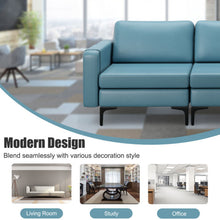 Load image into Gallery viewer, 3-Seat Sectional Sofa Couch with Armrest Magazine Pocket and Metal Leg-Blue