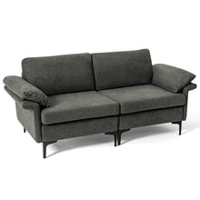 Load image into Gallery viewer, Modern Fabric Loveseat Sofa for with Metal Legs and Armrest Pillows-Gray