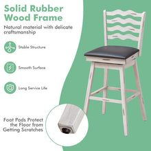 Load image into Gallery viewer, 360° Swivel Bar Stools with Rubber Wood Frame and Ergonomic Backrest and Footrest-29 inches