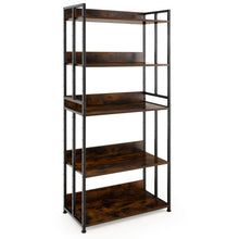 Load image into Gallery viewer, 3/5-Tier Industrial Bookshelf Storage Shelf Display Rack with Adjustable Shelves-5Tier