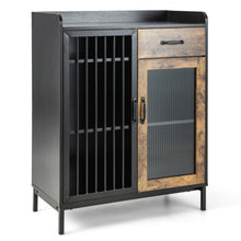 Load image into Gallery viewer, Kitchen Sideboard Buffet Industrial Pantry Cupboard with Metal Glass Door-Rustic Brown