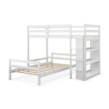 Load image into Gallery viewer, Twin Over Twin Loft Bunk Bed with Bookcase-White