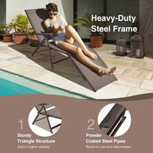Load image into Gallery viewer, Patio Foldable Chaise Lounge Chair with Backrest and Footrest-Brown