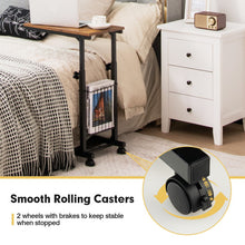 Load image into Gallery viewer, C-shape Sofa Side Table with Storage Basket-Rustic Brown