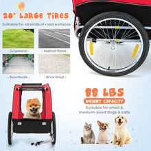 Load image into Gallery viewer, Dog Bike Trailer Foldable Pet Cart with 3 Entrances for Travel-Red