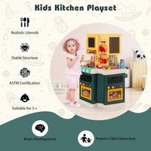 Load image into Gallery viewer, 67 Pieces Kid's Kitchen Playset with Vapor and Boil Effects-Green