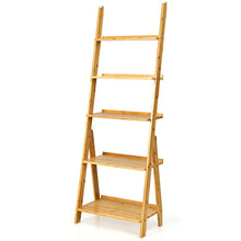 Load image into Gallery viewer, 5-Tier Bamboo Ladder Shelf for Home Use-Natural