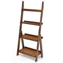 Load image into Gallery viewer, 4-Tier Bamboo Ladder Shelf Bookcase for Study Room-Brown