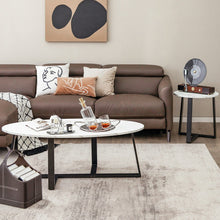 Load image into Gallery viewer, Set of 2 Modern Faux Marble Nesting Coffee Table Set with Oval and Round Table-White