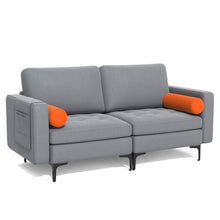 Load image into Gallery viewer, Modern Loveseat Sofa with 2 Bolsters and Side Storage Pocket-Gray