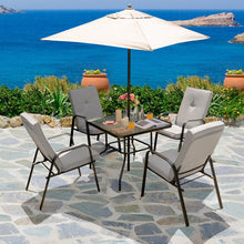 Load image into Gallery viewer, 6 Pieces Patio Dining Set with Umbrella and Stackable Cushioned Chairs