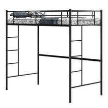 Load image into Gallery viewer, Twin Size Space-saving Metal Loft Bed with Full-Length Guardrail and 2 Ladders-Black