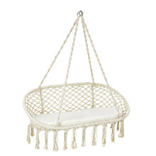 Load image into Gallery viewer, 2 Person Hanging Hammock Chair with Cushion Macrame Swing-Beige