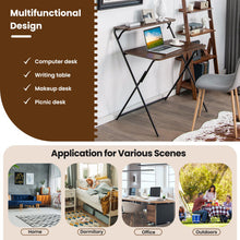 Load image into Gallery viewer, 2-Tier Folding Computer Desk Laptop Table No Assembly Required for Home Office-Brown