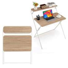 Load image into Gallery viewer, 2-Tier Folding Computer Desk Laptop Table No Assembly Required for Home Office-Natural