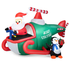 Load image into Gallery viewer, 6.2 Feet Christmas Inflatable Santa Claus Driving Helicopter and Penguin Holding Gift