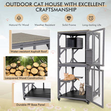 Load image into Gallery viewer, Outdoor Cat House Enclosures on Wheels Kitten Cages with Resting Box-Gray