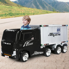Load image into Gallery viewer, 12V Kids Semi-Truck with Container and Remote Control-Black