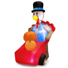 Load image into Gallery viewer, 6 Feet Thanksgiving Inflatable Turkey Pushing Pumpkin Cart