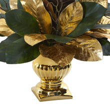 Load image into Gallery viewer, 18" Magnolia Leaf Artificial Arrangement in Gold Planter
