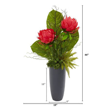 Load image into Gallery viewer, 44" Musella, Succulent and Grass Artificial Plant in Gray Planter