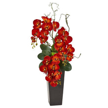 Load image into Gallery viewer, Autumn Phalaenopsis Artificial Arrangement in Black Vase