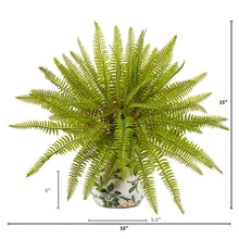 Load image into Gallery viewer, 15" Fern Artificial Plant in Floral Planter