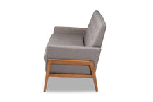 Load image into Gallery viewer, Baxton Studio Perris Mid-Century Modern Light Grey Fabric Upholstered Walnut Finished Wood Sofa