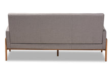 Load image into Gallery viewer, Baxton Studio Perris Mid-Century Modern Light Grey Fabric Upholstered Walnut Finished Wood Sofa